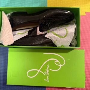 Sam Edelman Shiny Black Textured Loafers